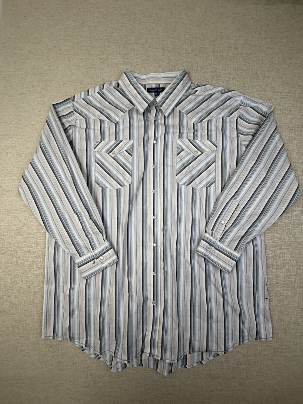 Panhandle Slim Western Shirt Men’s XXL Pearl Snap Striped Cotton Stretch